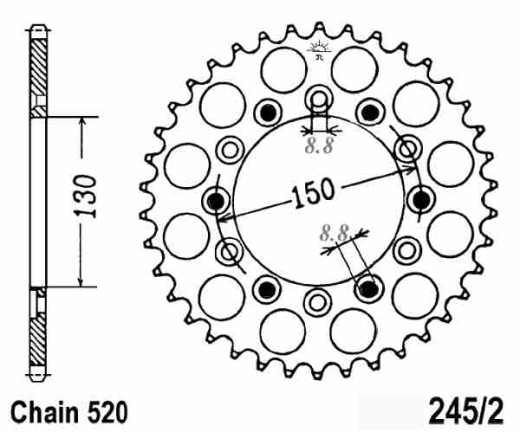 KETTENRAD 39Z,TEILUNG 520